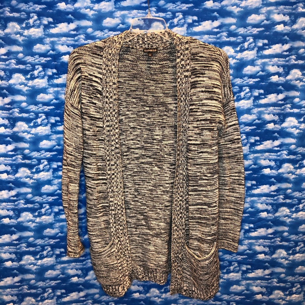 Express Black and White Knit Cardigan